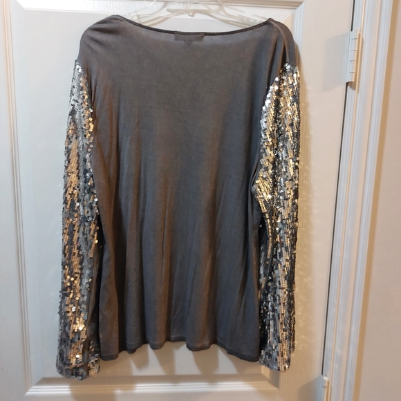 I.N.C International Concept Ladies Gray Silver Sequin Longsleeve Blouse Size XXL - Picture 11 of 11